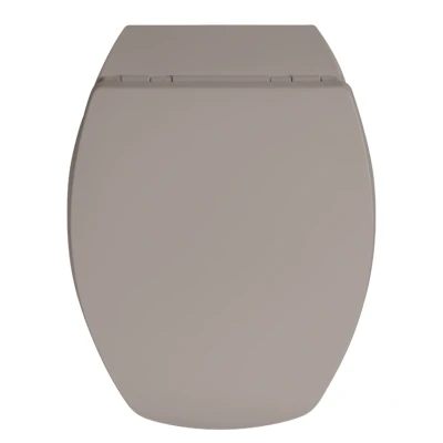 Afbeelding van Allibert wc bril BACCARA² geperst hout afklikbaar antibacterieel donker taupe gelakt