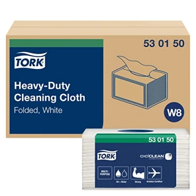 Afbeelding van Tork premium 530 werkdoek 1 lgs wit 38,5x32 cm doos à 8 pak/45 vel (530150)