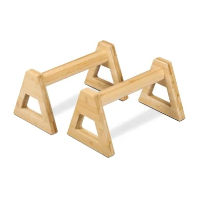 Afbeelding van Relaxdays opdruksteunen set van 2 bamboe 20 x 21 38 cm push up bars