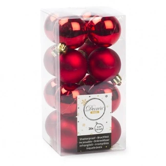 Afbeelding van Kerstballen Ø 4 cm 16 stuks (Rood)