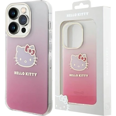 Afbeelding van Hello Kitty IML Gradient Electrop Hoofdhoes voor iPhone 15 Pro roze