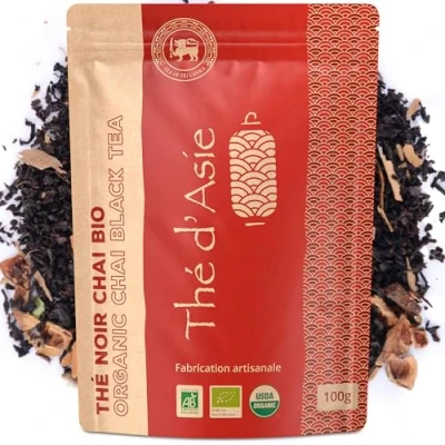 Afbeelding van KHLA biologische zwarte thee Chaï met specerijen Ceylon kaneel, badiaan, anjer, losse zak 150 g, gecertificeerde landbouw, uit Azië