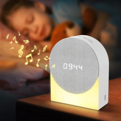 Afbeelding van Gemmac 4 in 1 digitale wekker + wit geluid bluetooth luidspreker babynachtlampje, luidspreker, wekker, hoofdlamp, oplaadbaar, dimmabl, voor kinderen, nachtlampje, volwassenen,