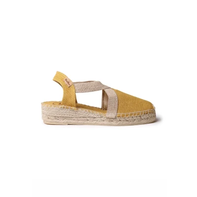 Afbeelding van TONI PONS Verdi V Espadrilles Vegan compensées pour femme en tissu de coton., ocre, 37 EU