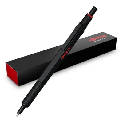 Afbeelding van rOtring 600 gelpen 0,55 mm Zwarte inkt Pen met zwart metalen omhulsel Antislip gekartelde grip en zeshoekige huls Navulbaar