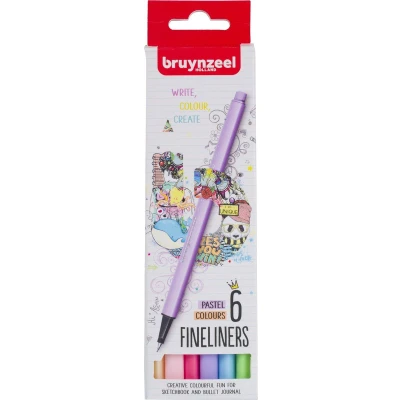 Afbeelding van Fineliner Bruynzeel set á 6 pastelkleuren