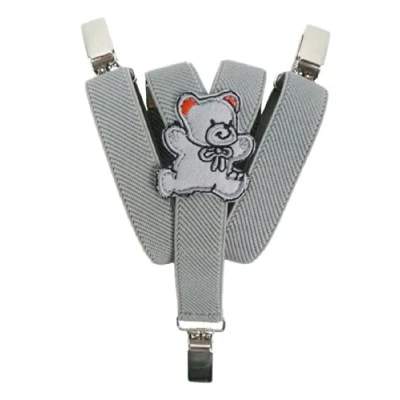 Afbeelding van Olata Elastische Y bretels voor kinderen Teddy Design (0 2 jaar) cm, Lichtgrijs