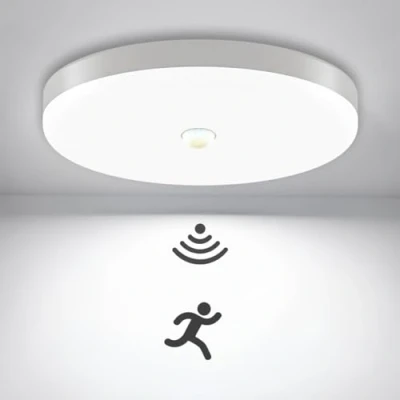 Afbeelding van ACMHNC Led plafondlamp met bewegingsmelder, 18 W, ronde radarsensor, 360 graden, 6000 K, koudwit, voor hal, balkon, badkamer