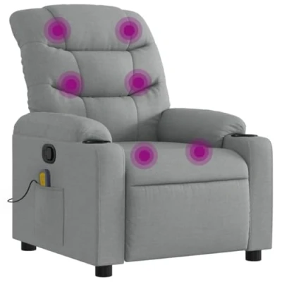 Afbeelding van vidaXL Massagestoel kantelbaar lichtgrijs stof