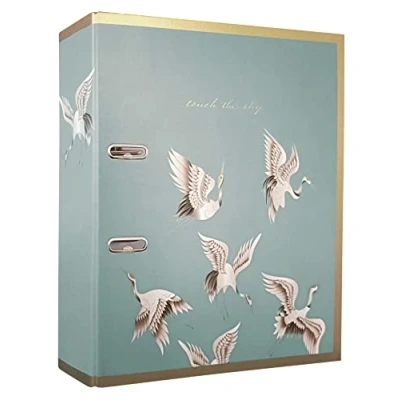 Afbeelding van Interdruk Ordner A4, 75 mm, metallic design, gesatineerde gouden vogels, A4+