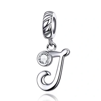 Afbeelding van LaMenars 925 sterling zilveren letterhanger voor Europese bedelarmbanden en halskettingen met kubische zirkonia