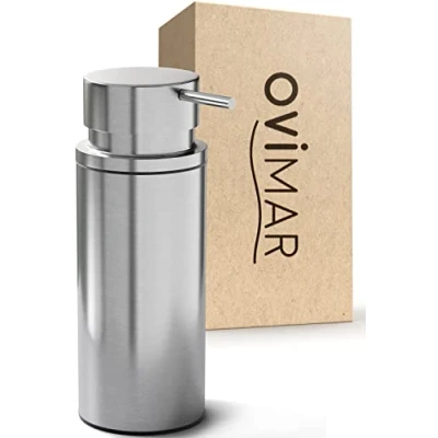 Afbeelding van ovimar Sletterhage Zeepdispenser van roestvrij staal, vrijstaand zonder boren, met extra grote opening, gemakkelijk te vullen, voor badkamer of keuken