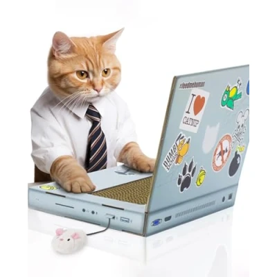 Image de Grattoir pour chat ordinateur et sa souris