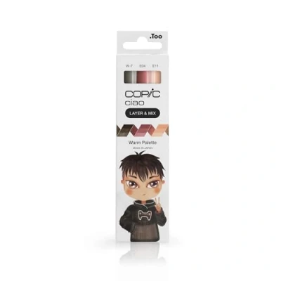 Afbeelding van Copic, Marker, CIAO Merk (E 11 Bareley Beige, W 7 Warm grijs nr. 7, E 04 Lippenstift Roos, 6 mm, 3 x)
