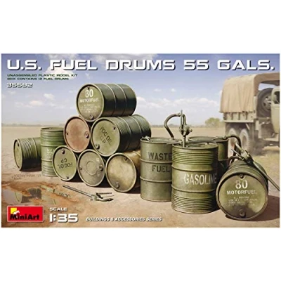 Afbeelding van 1:35 MiniArt 35592 U.S. Fuel Drums 55 Gals. Plastic Modelbouwpakket