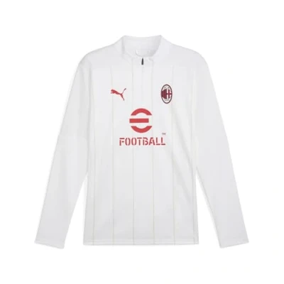 Afbeelding van AC Milan Pre match top met kwartrits voor Heren, Wit, Maat S PUMA
