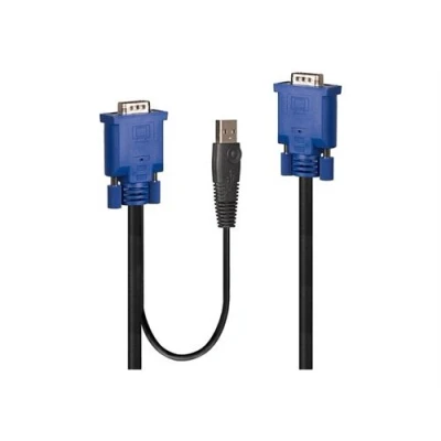 Image de Lindy Câble clavier / vidéo souris (KVM) USB, HD 15 (VGA) (M) pour 1 m prise en charge de 920 x 200 (WUXGA) 60 Hz noir