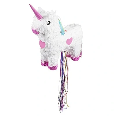 Afbeelding van Eenhoorn pinata 3D pull wit met hartjes