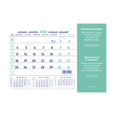 Image de Brepols calendrier tapis de souris 2026 4 langues