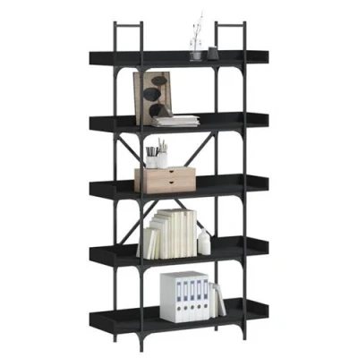 Afbeelding van Boekenkast 5 laags 100x33x180,5 cm bewerkt hout zwart