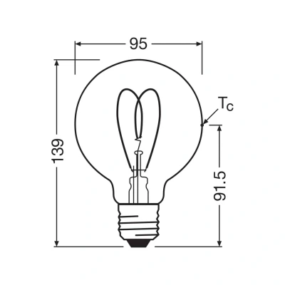 Afbeelding van OSRAM LED Vintage G95 E27 4,9W 922 Hart Filament goud dimbaar