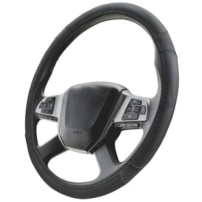 Afbeelding van Upgrade4cars Housse de volant camion 44 46 cm en noir universelle pour été et hiver Accessoires voiture Décoration intérieure