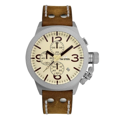 Afbeelding van TW Steel TWCS104 Canteen Chrono Bruin leer 45mm