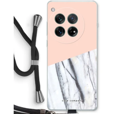 Afbeelding van Case Company® hoesje met Koord geschikt voor OnePlus 12r A touch of peach Telefoonhoesje Zwart Bescherming aan alle Kanten en Over de Schermrand