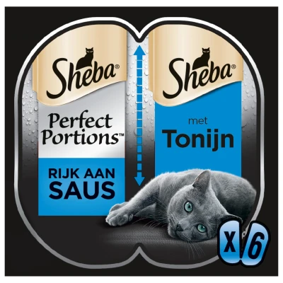 Afbeelding van Sheba Perfect Portions Adult 6x37.5 g Kattenvoer Tonijn&amp;Saus