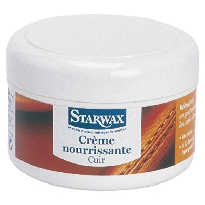 Afbeelding van STARWAX Voedende leercrème Onderhoud en behoud soepelheid glans Met lanoline rundervoetolie Kleurloos Doordringt diep door Gemaakt in Frankrijk 150ml