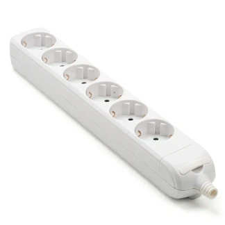Afbeelding van Nedis Stekkerdoos Randaarde stekker / Type F (CEE 7/7) 6 wegs 3680 W 16 A Soort aarding: Zijcontacten 230 V AC 50/60 Hz Hoek van stopcontact: 45 Geen Kabel Inbegrepen Wit