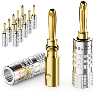 Afbeelding van deleyCON Bananenstekker, verguld, schroefbaar, voor luidsprekerkabels van 0,75 mm tot 4 &amp; hifi ontvanger, 12 stuks