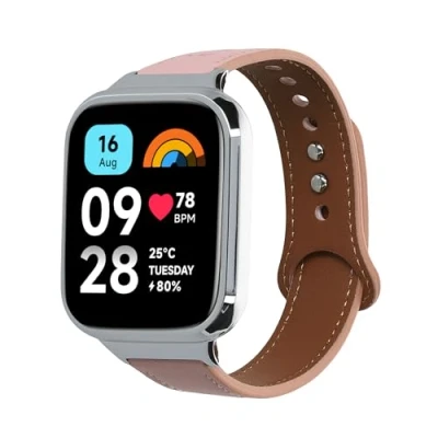 Afbeelding van kwmobile lederen horlogebandje geschikt voor Xiaomi Redmi Watch 3 Active / Lite polsband Echt leren smartwatch bandje Activity tracker horloge band in oudroze