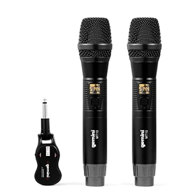 Afbeelding van Gemini Sound GMU M200 Pro Plug &amp; Play 2 stuks UHF draagbare draadloze microfoons met zelfaangedreven 6,35 mm jack ontvanger voor mixer of PA luidspreker karaoke en prestaties in