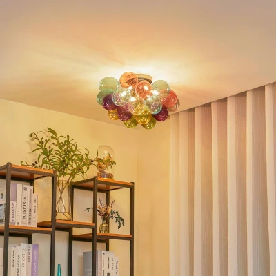 Afbeelding van Lucande plafondlamp 6lichts Glas H: 32 cm G9 meerkleurig