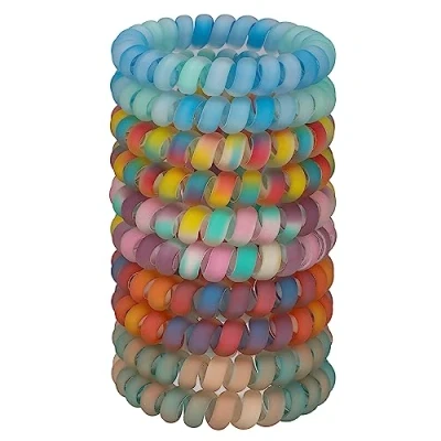 Afbeelding van JessLab Haarelastiekjes van spiraalbinding, 10 stuks, gesorteerd, zonder sporen, spiraalhaarbanden, schattige kunststof haarspoelen, paardenstaarten, haaraccessoires voor meisjes en vrouwen