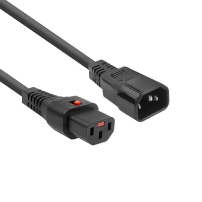Afbeelding van ACT C13 C14 voeding verlengkabel met IEC Lock zwart 0,50 meter