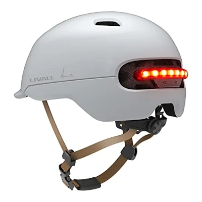 Afbeelding van Livall C20 Wit Medium (Smart) Fietshelm SOS functie LED verlichting Remlicht Officieel Benelux model