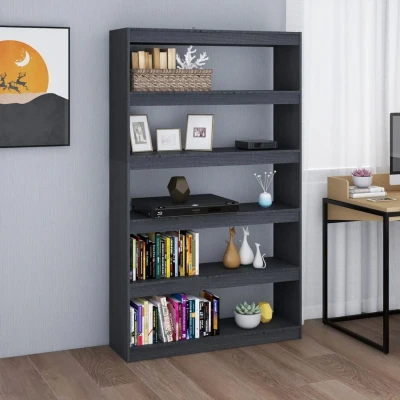 Afbeelding van Boekenkast/kamerscherm 100x30x167,5 cm massief grenenhout grijs