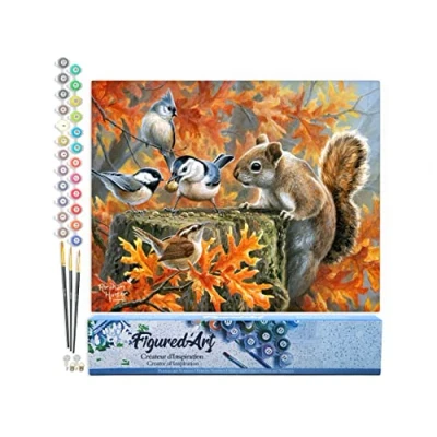 Afbeelding van Figured&#039;Art Schilderen op Nummer Volwassenen canvas Eekhoorn Handwerk acrylverf Kit DIY Compleet 40x50cm zonder frame