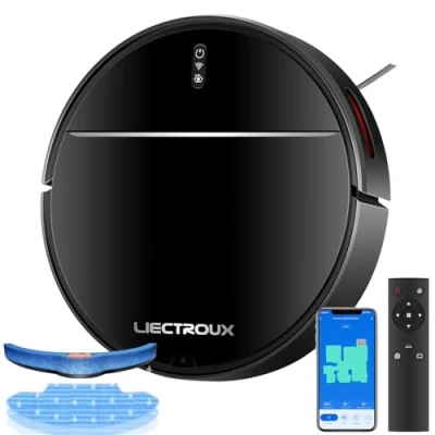 Afbeelding van Liectroux M7S Pro 4000Pa robotstofzuiger met dweilfunctie, intelligent, robotstofzuiger, intelligente navigatie, werkt app en Alexa Google Home, zwart