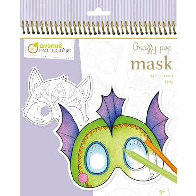 Afbeelding van Avenue Mandarine GY138C Een Graffy Pop Mask kleurboek met 24 voorgesneden maskers Vanaf 5 jaar Fantastische dieren