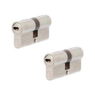 Afbeelding van Nemef dubbele veiligheidsprofielcilinder NF4 30/30 SKG*** mat vernikkeld (Gelijksluitend per 2 stuks blister)