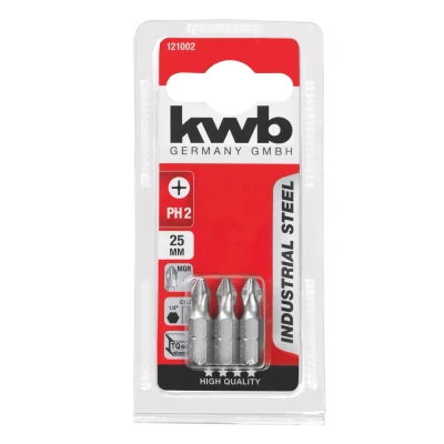 Afbeelding van KWB Bit Phillips 2 25 mm INDUSTRIAL STEEL 3 stuks