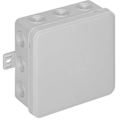 Afbeelding van Miratic Aftakdoos voor buiten, waterdicht, IP54, met 12 kabelwartels, inbouw en opbouw, hoge kwaliteit weerbestendigheid (grijs)