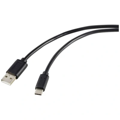 Afbeelding van Renkforce USB kabel 2.0 C stekker, A stekker 1.80 m Zwart Afscherming totaal RF 5720398