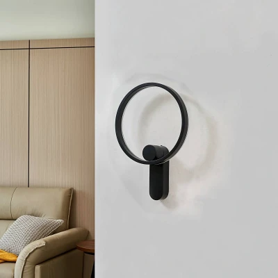 Afbeelding van Lucande LED wandlamp Yekta, indirect, zwart, 10.5W