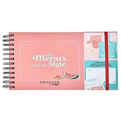 Afbeelding van DRAEGER PARIS 1886 Menu Planner Kit Organiseer mijn boodschappen en menu&#039;s Notitieblok + Opbergenvelop Afneembare Kaarten Harde Omslag, Elastische Sluiting