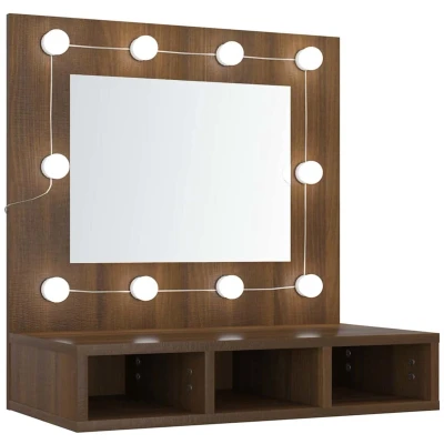 Afbeelding van vidaXL Spiegelkast met LED verlichting 60x31,5x62 cm bruin eikenkleur
