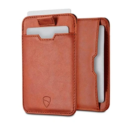 Afbeelding van Vaultskin Chelsea slim leather RFID blocking cardholder unisex cognac